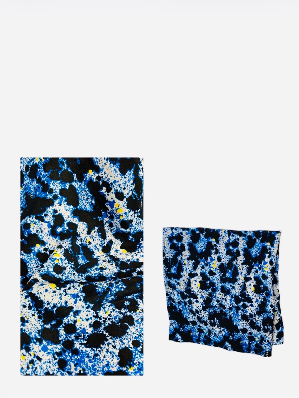 NWT SILKLETTE Blue/ Black/White/Yellow Pebbles 100% Fine Silk Kerchief Scarf